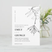 ZWARTE EN WITTE LIJN DIE FLORAL WEDDING DRAAGT INV BEDANKKAART (Staand voorkant)