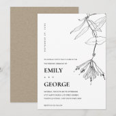 ZWARTE EN WITTE LIJN DIE FLORAL WEDDING DRAAGT INV BEDANKKAART (Voorkant / Achterkant)