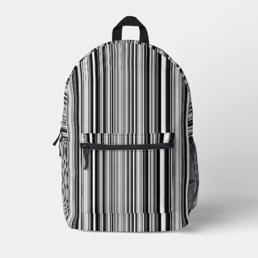Zwarte en witte lijnen bedrukte rugzak (Voorkant)