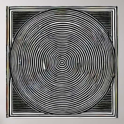 Zwarte en witte lijnen en cirkels poster (Voorkant)