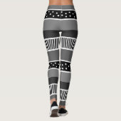 Zwarte en witte lijnen en Polka Dot Abstract Leggings (Achterkant)