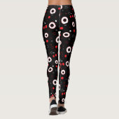 Zwarte en witte lijnen en Polka Dot Abstract Leggings (Achterkant)