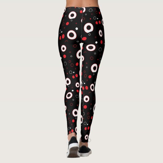 Zwarte en witte lijnen en Polka Dot Abstract Leggings (Achterkant)