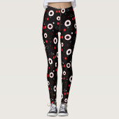 Zwarte en witte lijnen en Polka Dot Abstract Leggings (Voorkant)