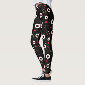 Zwarte en witte lijnen en Polka Dot Abstract Leggings (Links)