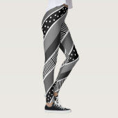 Zwarte en witte lijnen en Polka Dot Abstract Leggings (Rechts)