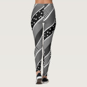 Zwarte en witte lijnen en Polka Dot Abstract Leggings (Achterkant)
