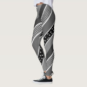 Zwarte en witte lijnen en Polka Dot Abstract Leggings (Links)