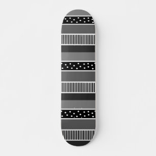 Zwarte en witte lijnen en Polka Dot Abstract Persoonlijk Skateboard