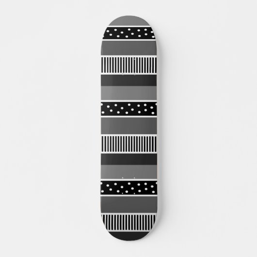 Zwarte en witte lijnen en Polka Dot Abstract Persoonlijk Skateboard (Voorkant)