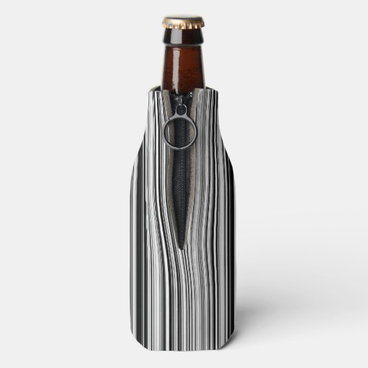Zwarte en witte lijnen flesjeskoeler (Fles Achterkant)