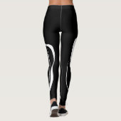 Zwarte en witte lijnen leggings (Achterkant)