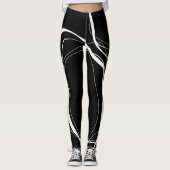 Zwarte en witte lijnen leggings (Voorkant)