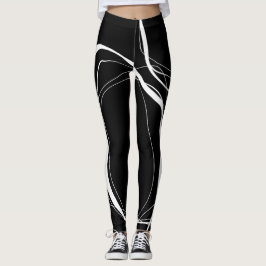 Zwarte en witte lijnen leggings