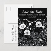 Zwarte en witte lijnkunst sparen de Datum Briefkaart (Voorkant / Achterkant)