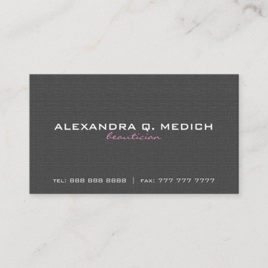 Zwarte en witte linen Burlap textuur Visitekaartje (Voorkant)