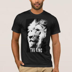 Zwarte en witte lion Mannen Canvas korte hoes T-shirt