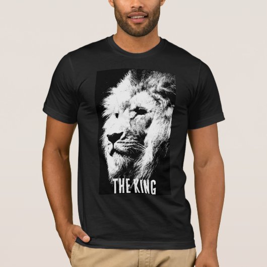 Zwarte en witte lion Mannen Canvas korte hoes T-shirt (Voorkant)
