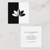 Zwarte en witte Lotus Flower Vierkante Visitekaartje (Voorkant / Achterkant)