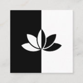 Zwarte en witte Lotus Flower Vierkante Visitekaartje (Voorkant)