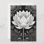 Zwarte en witte lotus huwelijksuitnodigingen kaart (Achterkant)