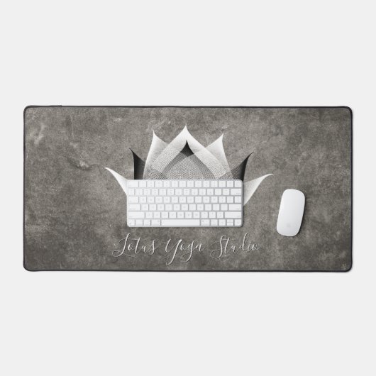  Zwarte en Witte Lotus Moderne Unieke Yoga Grijs Z Bureaumat (Keyboard & Muis)