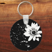 Zwarte en witte Lotus Sleutelhanger (Voorkant)