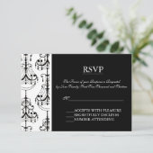 Zwarte en witte luchters Elegant RSVP-kaarten RSVP Kaartje (Staand voorkant)