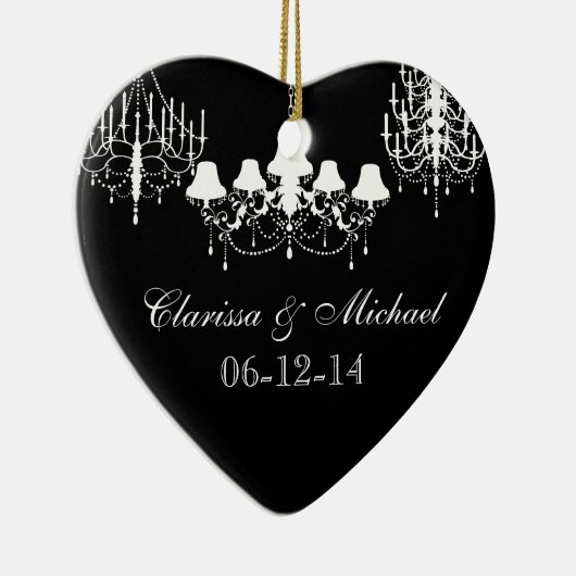 Zwarte en witte luchters Gepersonaliseerd Keepomwi Keramisch Ornament (Rechts)