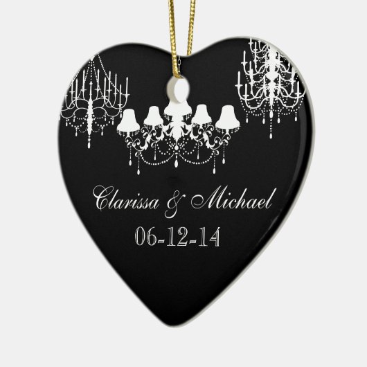 Zwarte en witte luchters Gepersonaliseerd Keepomwi Keramisch Ornament (Links)