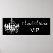 Zwarte en witte luchters Sweet 16 VIP-banner Poster (Voorkant)
