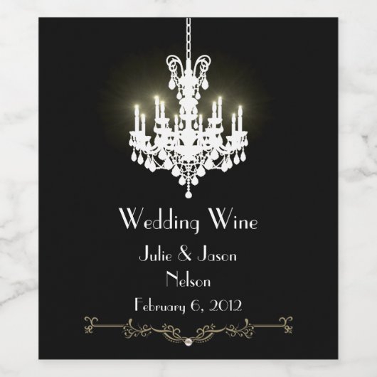 Zwarte en witte luchters Weddendewijn Wijn Etiket (Enkel label)