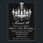 Zwarte en witte luhandelier Sweet 16-partij Invite Kaart<br><div class="desc">Elegant Black and White Chandelier Sweet 16 of any Party Invite. Kies het aanpassen om uw informatie toe te voegen. Schrap tekst om een gebiedspatie te verlaten waar u geen tekst wilt.</div>