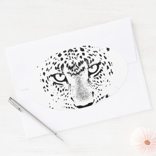 Zwarte en witte luipogen ovale sticker (Envelop)