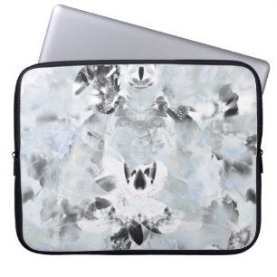 Zwarte en witte luxe abstracte moderne kunst laptop sleeve