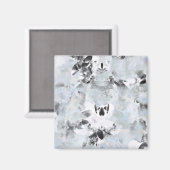 Zwarte en witte luxe abstracte moderne kunst magneet (Voorkant / Achterkant)