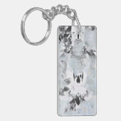 Zwarte en witte luxe abstracte moderne kunst sleutelhanger (Voorkant Links)