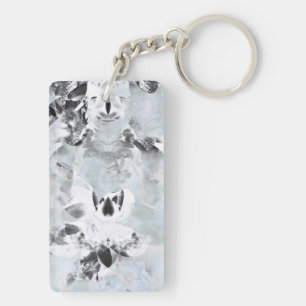 Zwarte en witte luxe abstracte moderne kunst sleutelhanger