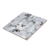 Zwarte en witte luxe abstracte moderne kunst tegeltje (Zijkant)