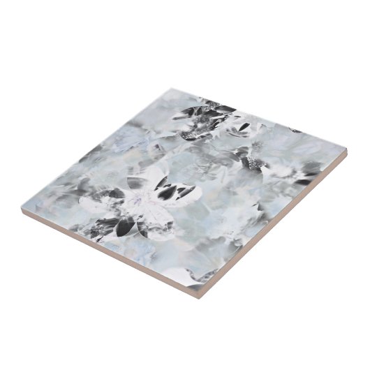 Zwarte en witte luxe abstracte moderne kunst tegeltje (Zijkant)