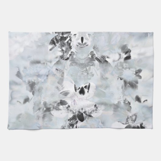 Zwarte en witte luxe abstracte moderne kunst theedoek (Horizontaal)