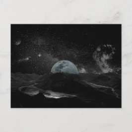 Zwarte en witte maan Night Sky Mountain Galaxy Pos Briefkaart