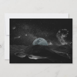 Zwarte en witte maan Night Sky Mountain Galaxy Pos Kaart