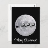Zwarte en witte maan Santa met Reinders Briefkaart (Voorkant / Achterkant)