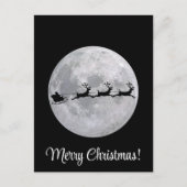 Zwarte en witte maan Santa met Reinders Briefkaart (Voorkant)
