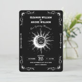 Zwarte en witte maan zon tarot hemelse bruiloft kaart (Staand voorkant)