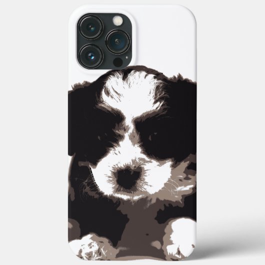 Zwarte en witte Maltese papaverhond Case-Mate iPhone Case (Achterkant)