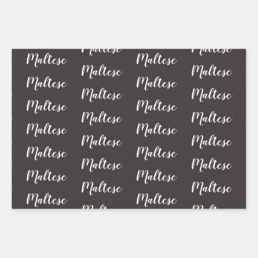 Zwarte en witte Maltese papaverhond Inpakpapier Vel (Voorkant 2)