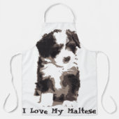 Zwarte en witte Maltese papaverhond Schort (Voorkant)