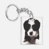 Zwarte en witte Maltese papaverhond Sleutelhanger (Voorkant Links)